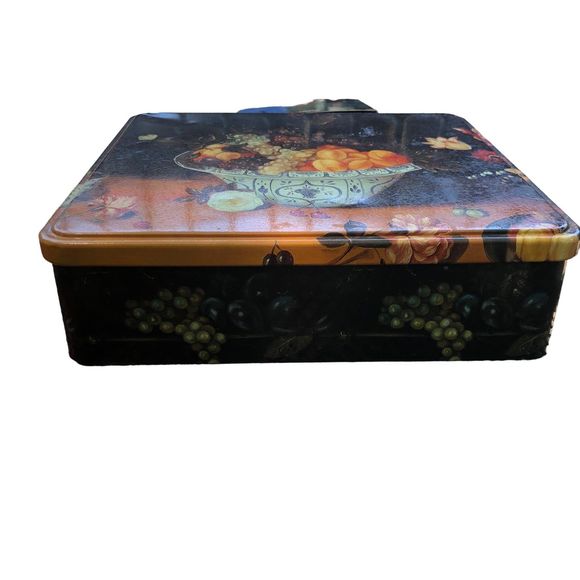 Vintage France Massilly Fruit Tin, Square Storage Container; Cookie/Candy Storag - Picture 2 of 6